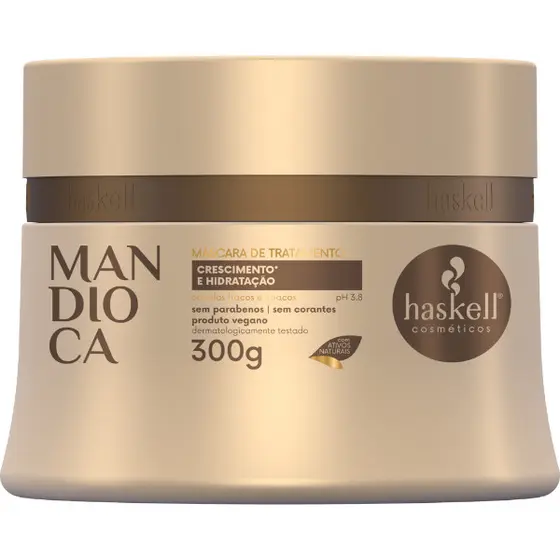 Máscara Mandioca 300gr Haskell | Hidratação Profunda e Fortalecimento para Cabelos Fracos e Opacos