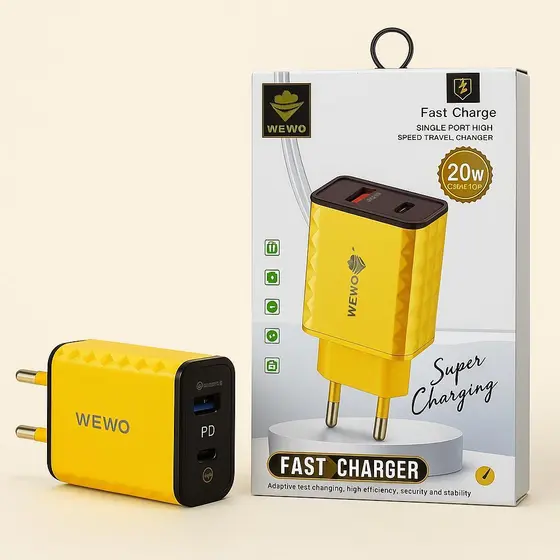 Carregador WEWO 20W Super Rápido – Multiportas (Plug Brasileiro)