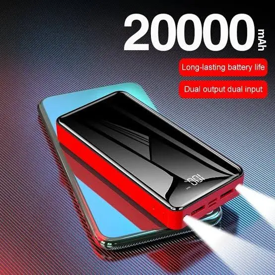 Power Bank 20000mAh com Display Digital e Lanterna LED