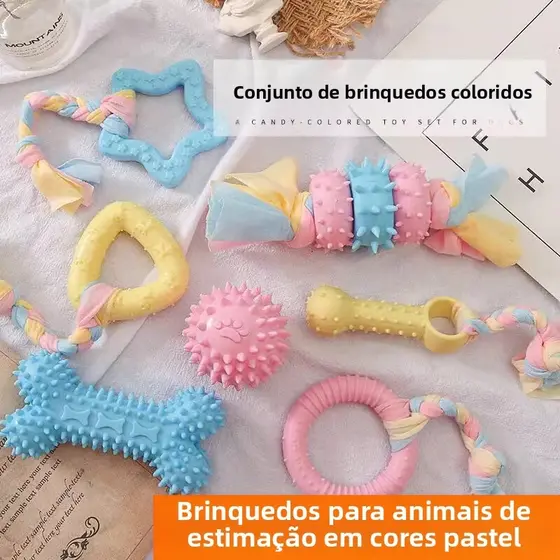Kit 5 Brinquedos Interativos Para Cães , Mastigar Cachorros Em Cor Macaron Alívio Do Tédio