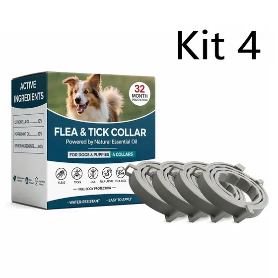 Coleiras Ajustáveis De Silicone Para Cães E Gatos Com 4 Unidades-Proteção Contra Pulgas Carrapatos