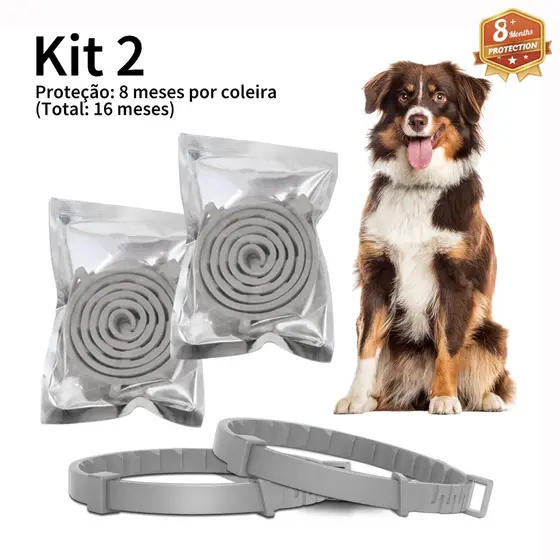 Coleira Ajustável À Prova D'água Contra Pulgas E Carrapatos Para Cães Gatos-Pacote Com 2 , Proteção De 8 Meses