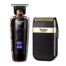 Kit Com Duas Máquinas De Corte E Acabamento Profissional Km 5090 + Km 2024 Como De Barbeiro