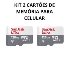 Kit 2 cartões de memória 128gb ultra muito mais memória smartphone