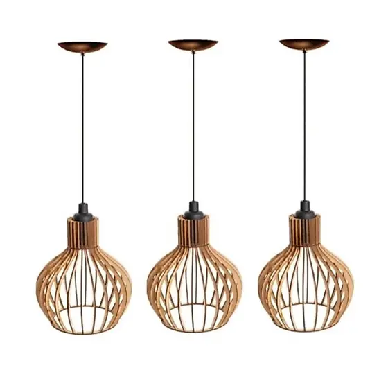 kit 3 Pendente Luminária de teto lustre para qualquer ambiente em MDF