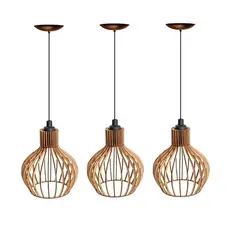 kit 3 Pendente Luminária de teto lustre para qualquer ambiente em MDF