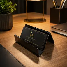 Suporte Porta Cartão de Visitas Mesa Balcão Expositor Organizador Acrílico Preto Profissional Escritório Loja manicure
