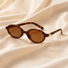 Óculos De Sol Feminino Oval Leopardo Padrão Tartaruga Retrô Redondo Vintage Blogueira