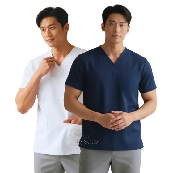 KIT 2 Camisa avental scrub masculino pijama cirúrgico hospitalar dentista veterinário oxfordine slim ao plus size-GRÉCIA