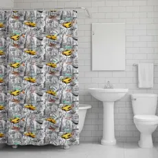 Cortina Box Banheiro Impermeável Antimofo Divisória Ganchos Ilhós Estampada Proteção Água
