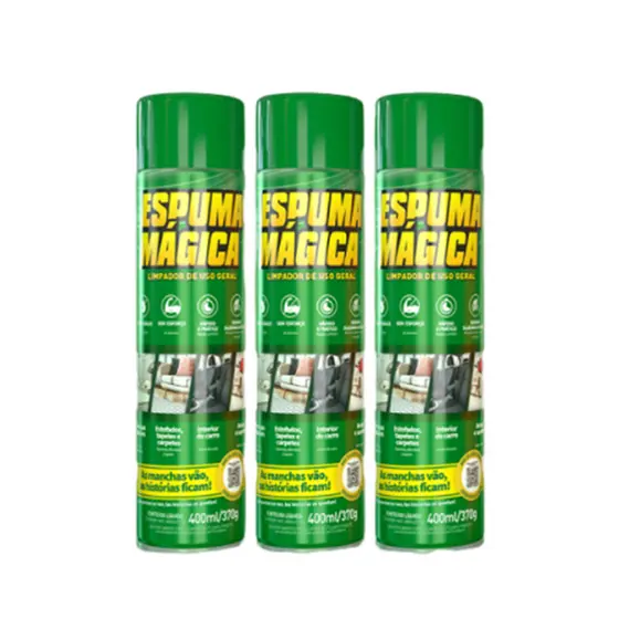 Kit 3 Espuma Mágica Aerossol Limpa a Seco 400ml Proauto