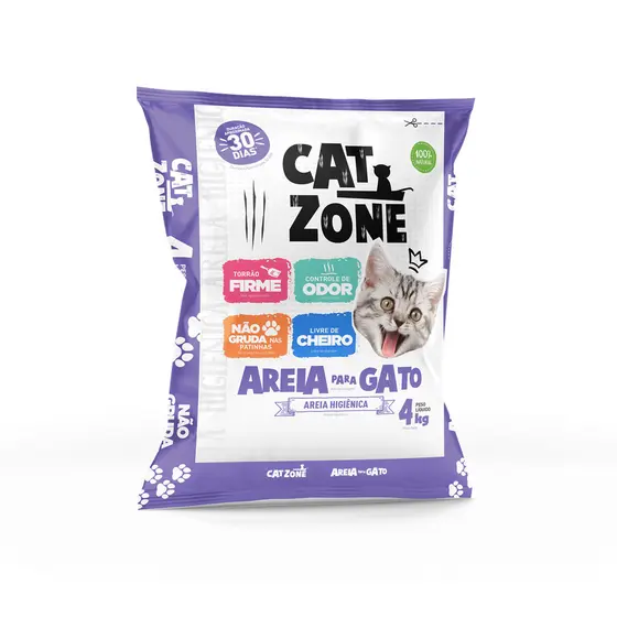 Areia Higiênica Controle de Odor para Gato 4kg Cat Zone