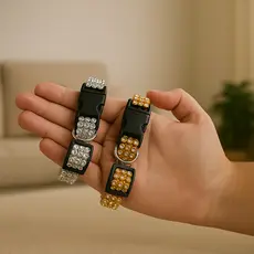 Coleiras Com Strass Luxo Acessório Para Cachorro E Gato Pet Pequeno Médio Porte Envio Imediato