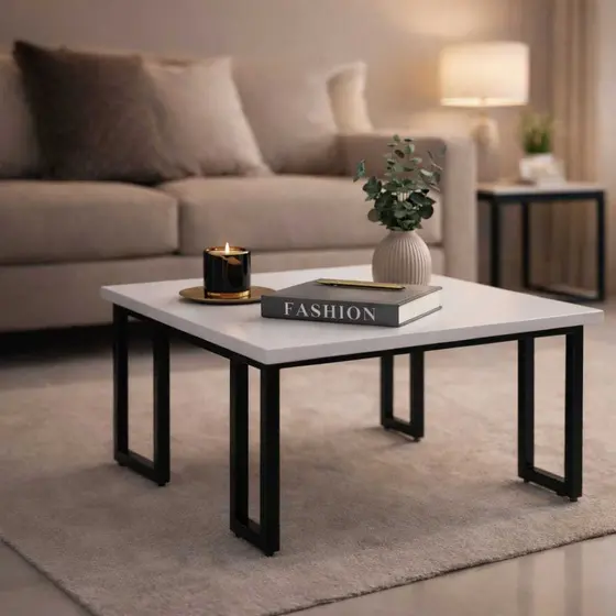Mesa de Centro Moderna | Estilo Industrial Elegante para Sala de Estar