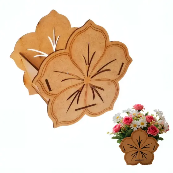 Cachepô Flor MDF Cru para Centro de Mesa Decoração Festa Aniversário Casamento Lembrancinha Personalizável