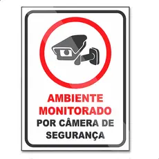 Kit 5 Placas Ambiente Monitorado Câmera Segurança 15x20cm PS Aviso Muro Loja Portão Interno Externo