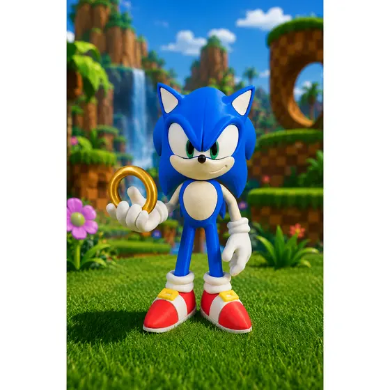 Estátua Sonic em Impressão 3D – 24cm – PLA Premium – Decoração Gamer