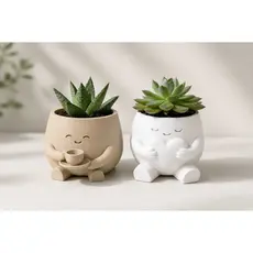 Kit Vaso Decorativo para Suculenta e Cacto em PLA | Cachepot Moderno com Personagem Fofo | Vasinho para Mesa