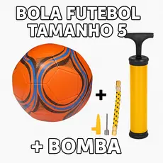 Bola De Futebol + Bomba Campo Oficial Tamanho 5 Alta Durabilidade Ideal Treino Adulto e Infantil