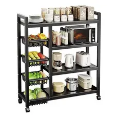 Suporte de Micro-ondas com Fruteira de Chão - Preto Fusco