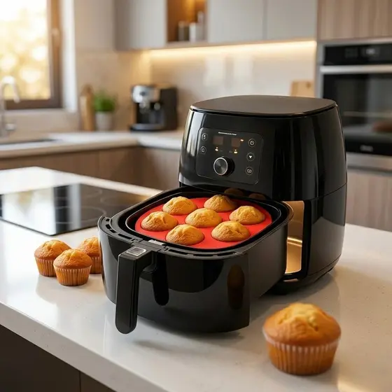 Forma Silicone Cupcake Air Fryer 7 Cavidades Freezer Antiaderente Bolinhos Muffins 21cm Sortida