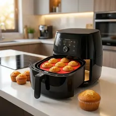 Forma Silicone Cupcake Air Fryer 7 Cavidades Freezer Antiaderente Bolinhos Muffins 21cm Sortida