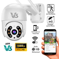 Câmera De Segurança V3 A808 Wi-Fi HD Interna/Externa 1080p Detecção de Movimento Prova d'agua App:V3