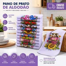 Panos De Prato Para Cozinha Pia Bainha Copa Estampado Grande Com 5 e 10 Peças