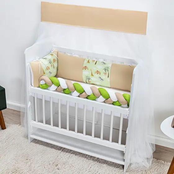 Kit Mini Berço Fofuxo 6 Peças Safari Verde | Enxoval Bebê Completo Menino Confortável e Seguro