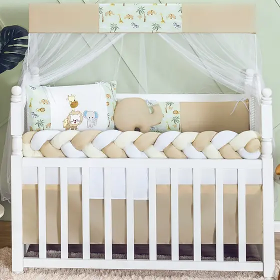 Kit Berço Slim Safari Verde Bebê Menino 11 Pcs com Saia