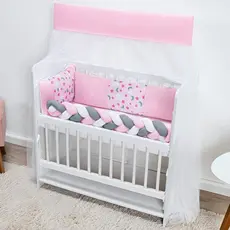 Kit Mini Berço Fofuxo 6 Peças Lua Rosa | Enxoval Bebê Completo Menina Confortável e Seguro