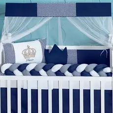 Kit Berço Completo 7 Peças Safari Urso Nuvem Coroa Slim | Enxoval Menino Padrão Americano Premium