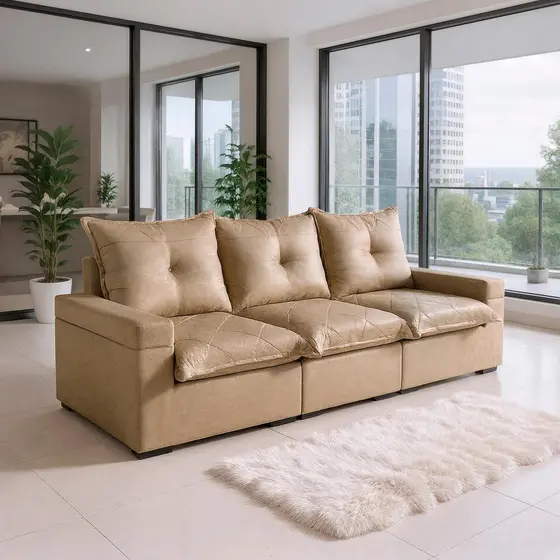 Sofá Living  3 Lugares Retrátil 2,62m Tera Bom Pastor