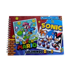 Livro de Colorir Mario e Sonic Colecionável Pintura Desenho Estilo com 50 Desenhos