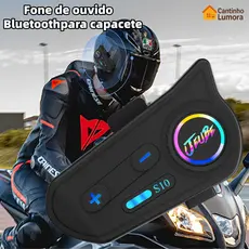Intercom Bluetooth 5.4 para Capacete Moto IP67, 24h Bateria, Cancelamento de Ruído, Chamadas e Música