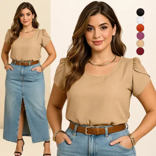 BLUSA FEMININA MEGAN MODA ESTILOSA BLUSAS FEMININAS VERÃO TENDÊNCIA BLUSINHA FEMININO CONFORTÁVEL LISA SOLTINHA BARATO