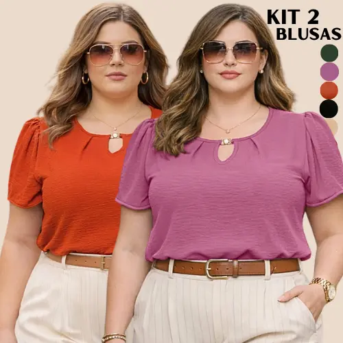 KIT 2 BLUSAS PLUS SIZE FEMININA CONFORTAVEL SOLTINHA BLUSA FEMININO MODA SOCIAL BARATO DIA A DIA BLUSINHAS FEMININAS