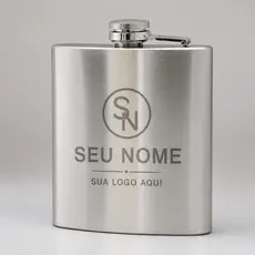 Cantil De Bolso Porta Whisky Nome Logo Personalizado Aço Inox