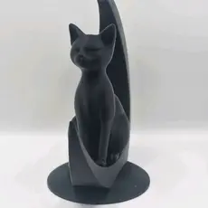 Escultura Gato na Lua Decorativa Impressa em 3D Decoração Moderna e Elegante