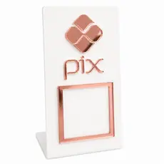 Placa Pix Acrílico - Display de Mesa para Balcão - QR Code Pagamento Personalizado Loja PIX