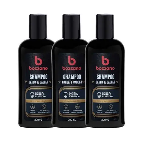Kit Shampoo Barba, Cabelo e Bigode Bozzano - 3un