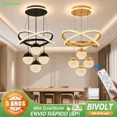 110V-220V Lustre De Cristal Luz De Teto 3 Cores Proteção Para Os Olhos Luxo Com Lâmpada Pendente Remoto