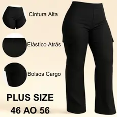Wid Leg Cargo Alfaiataria Premium Calça Plus Size Feminina Pantalona Empina Bumbum G1 G2 G3