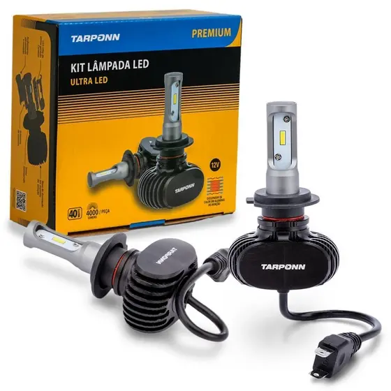 Kit Lâmpada Ultra Led Premium H7 40w 8000lm 6000k Tarponn