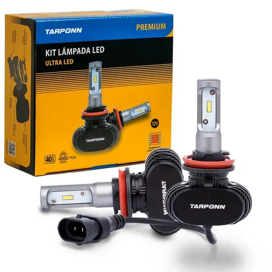 Kit Lâmpada Ultra Led Premium H8 40w 8000lm 6000k Tarponn