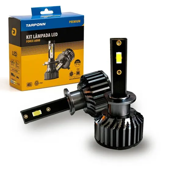 Kit Lâmpada Led Force 6000k H1 45w 9000 Lm 12v 24v Tarponn