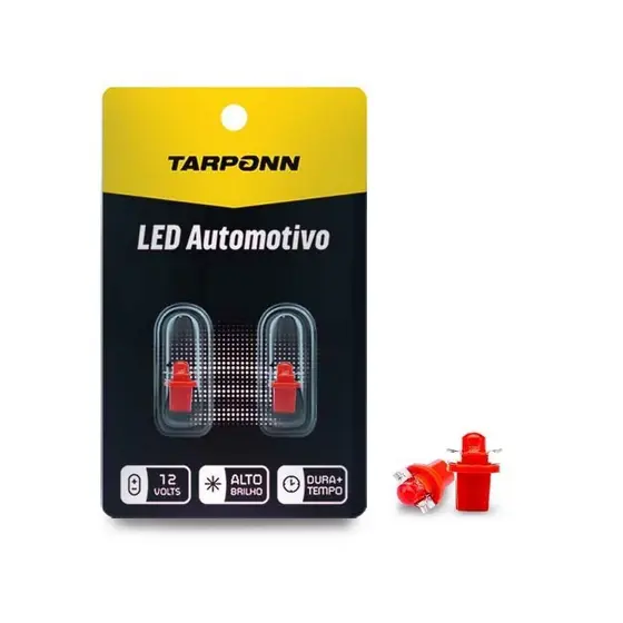 Par Lâmpada Led Pinguinho Soquete B8 T5 12v Vermelha Tarponn