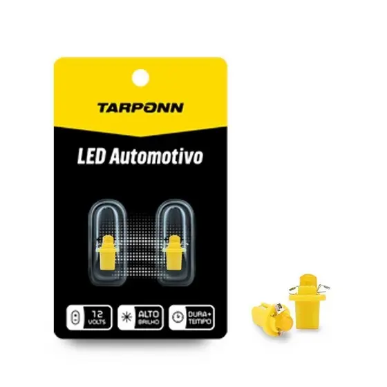 Par Lâmpada Led Pinguinho Soquete B8 T5 12v Amarela Tarponn