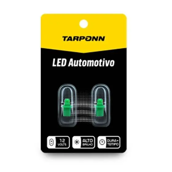 Par Lâmpada Led Pinguinho Soquete B8 5d T5 12v Verde Tarponn