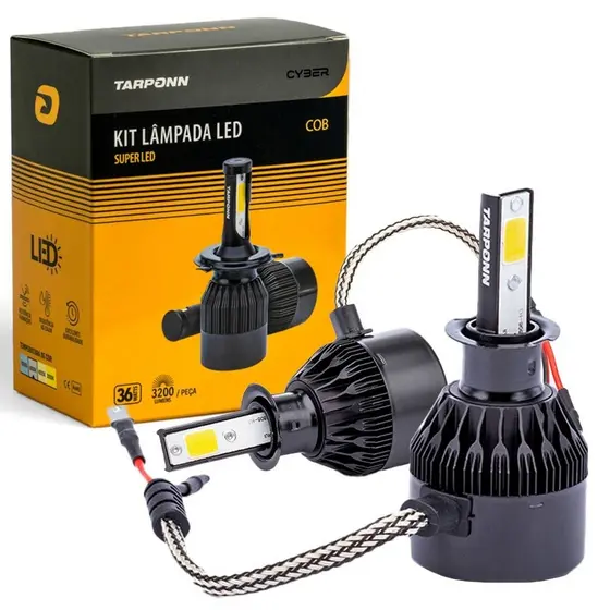KIT LÂMPADA SUPER LED CYBER H3 36W 6400LM 6000K TARPONN
